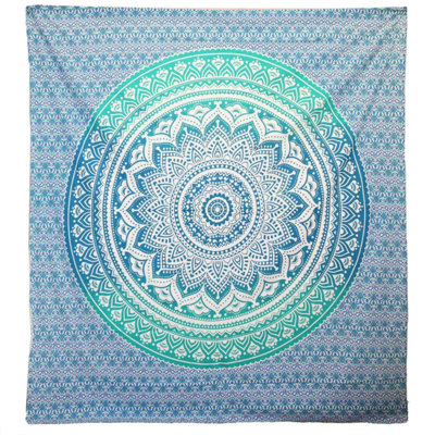 Umrao Mandala Green Wall Hanging & Beach SpreadHandcrafted Decor from B&Q