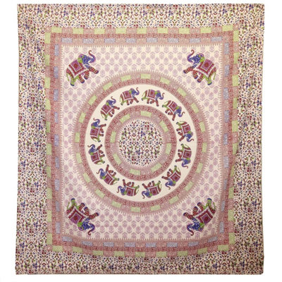 Elephant Mandala Wall Hanging & Beach SpreadPurple/blue On Cream from B&Q