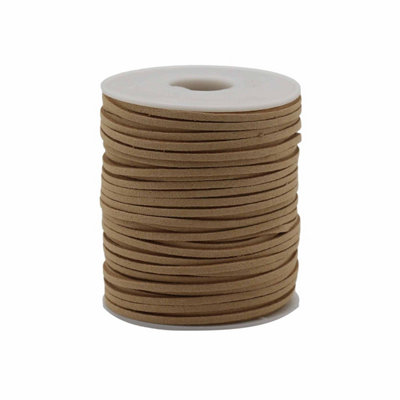  - Bulk Tan Faux Suede Pendant Cord 2.5mm X 45M For Jewelry & Crafts