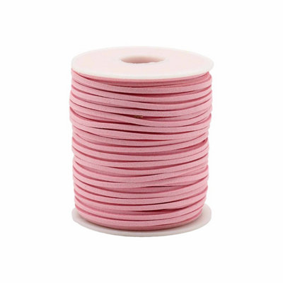  - Pink Faux Suede Pendant Cord 2.5mm X 45M Bulk Roll For Jewelry & Crafts