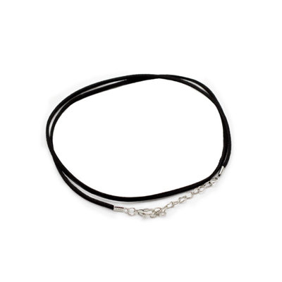  - Black Faux Leather Pendant Cord2.5mm X 55Cm With Metal Clasp