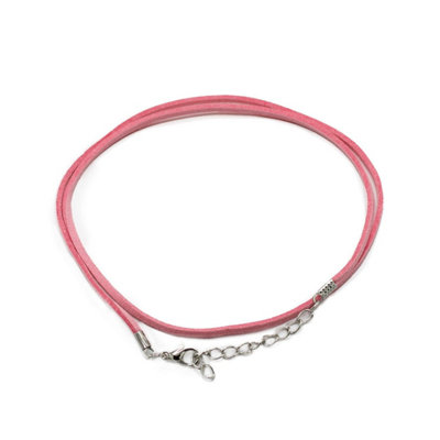  - Pink Faux Leather Pendant Cord 2.5mm X 55Cm With Metal Clasp