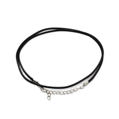  - Waxed Cotton Pendant Cord 2mm X 55Cm Black With Clasp