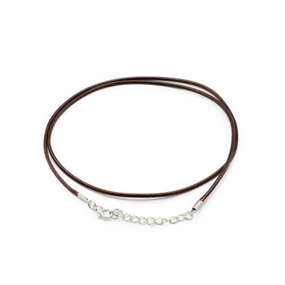  - Dark Brown Waxed Cotton Pendant Cord 2mm X 55Cm With Clasp