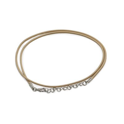  - Waxed Cotton Pendant Cord2mm X 55CmTan With Metal Clasp