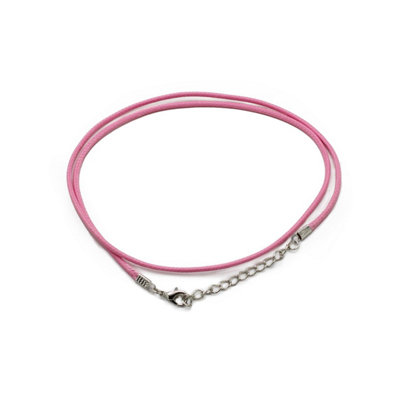  - Pink Waxed Cotton Pendant Cord2mm X 55Cm With Metal Clasp