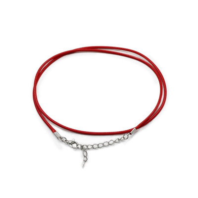  - Red Waxed Cotton Pendant Cord2mm X 55Cm With Metal Clasp