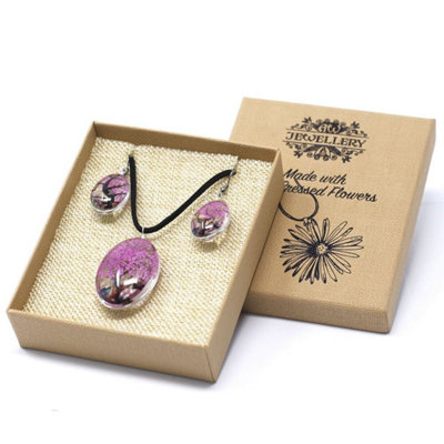 Bright Pink Pressed Flower Tree Of Life NecklaceUnique Real Flower Jewelry from B&Q