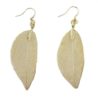 Bravery Leaf Gold EarringsUnique Handcrafted Leaf Jewelry from B&Q