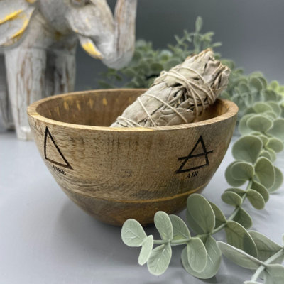 Wooden Smudge & Ritual Offerings BowlFour Elements (11X7Cm) from B&Q