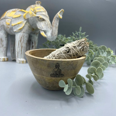Wooden Smudge & Ritual Offerings BowlBuddha & Sacred Symbols from B&Q