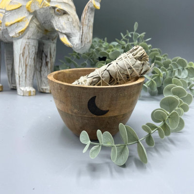 Wooden Smudge & Ritual Offerings BowlThree Moons 11X7Cm from B&Q