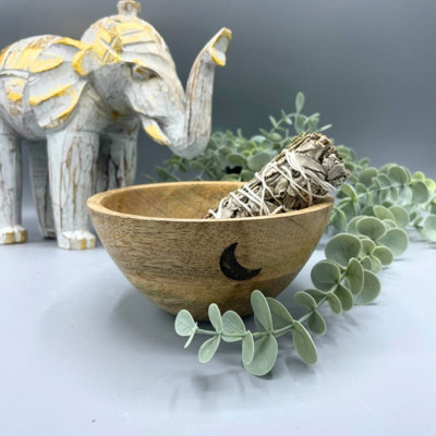 Wooden Smudge & Ritual Offerings BowlThree Moons 13X7Cm from B&Q