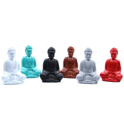 Set Of 6 Colorful Mini Buddha Statues For Meditation & Focus from B&Q