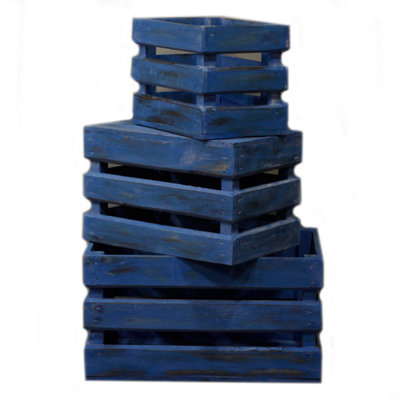 Fruit Box Set Of 3Bluewash Handcrafted Display Baskets from B&Q