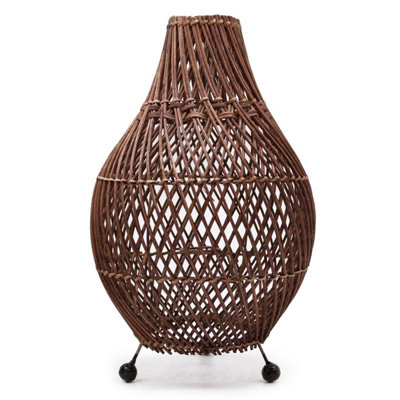  - Natural Rattan Table LampDark BrownBoho & Rustic Style39Cm