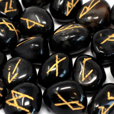 Black Onyx Rune Stone Set In PouchMystical Divination & Tarot