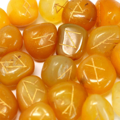  - Yellow Onyx Rune Stone Set In PouchMystical Divination & Tarot