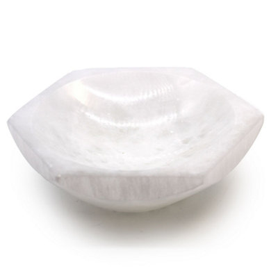 Selenite Hex Bowl 15CmCrystalJewelry & Decor Storage from B&Q