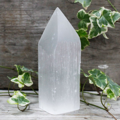 Selenite Pencil Point Tower15Cm Moroccan Healing Crystal from B&Q