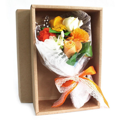Orange Boxed Hand Soap Flower BouquetElegant Gift Set from B&Q