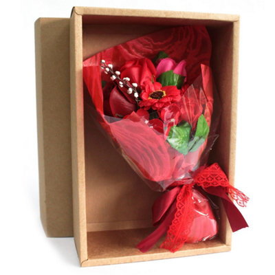  - Boxed Hand Soap Flower BouquetScented Bath Roses & Carnations Gift