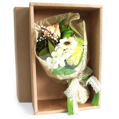  - Greens Boxed Hand Soap Flower BouquetElegant Gift Set