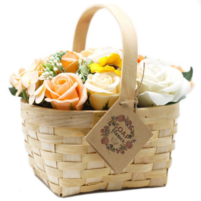 Vibrant Large Orange Bouquet In Wicker Basket10 RosesHyacinths & Sunflower from B&Q