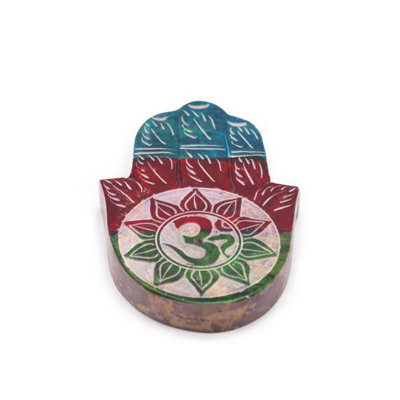 Soapstone Hamsa Incense Holder With Om SymbolHand Carved & Decorative from B&Q