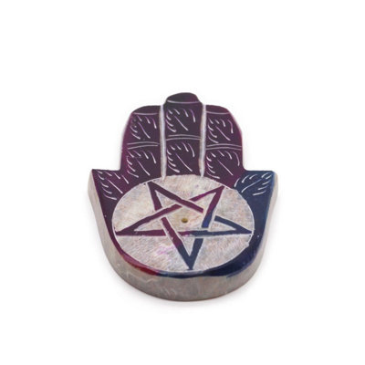 Soapstone Hamsa Incense HolderPentagon DesignDecorative & Safe from B&Q