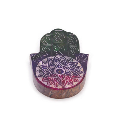 Lotus Flower Soapstone Hamsa Incense HolderElegant & Secure Design from B&Q
