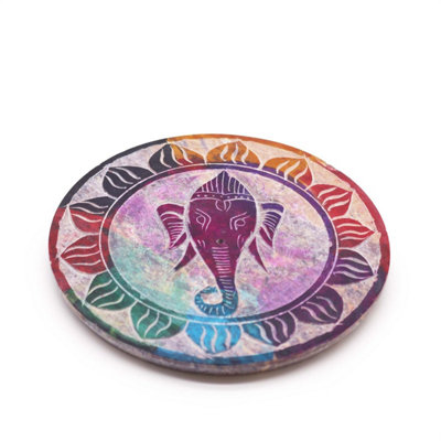 Ganesha Soapstone Incense HolderCarved Disc For Aromatherapy from B&Q