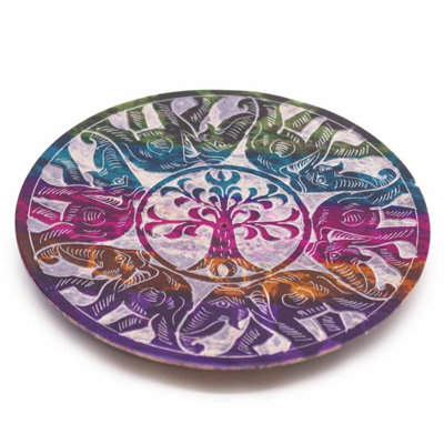 Lucky Elephants Soapstone Incense Holder6 Elephant Disc Design from B&Q