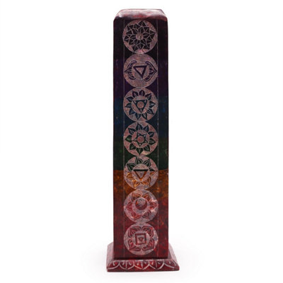 Soapstone Square Tower Incense Holder With 7 ChakrasDecorative & Functional from B&Q