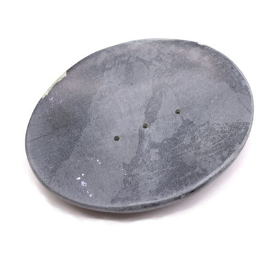 Elegant Grey Soapstone Soap Dish10X12CmClassic Oval Design from B&Q
