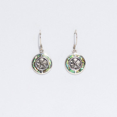 Shell & Silver Frangipani Earrings With Abalone Inlays from B&Q
