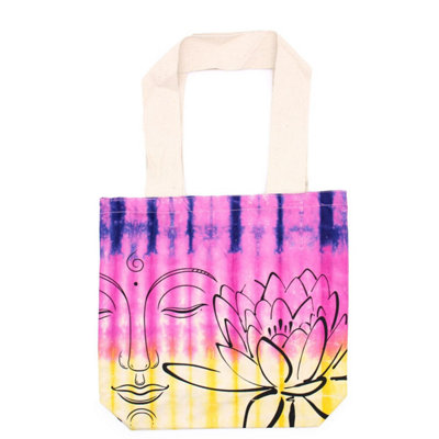  - Tie-Dye Cotton Bag With Lotus Buddha PatternMulti Color6Oz