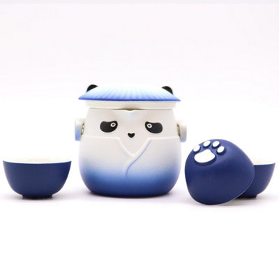  - Sky Blue Panda Teapot & 3 Cups SetPlayful Tea Time Gift