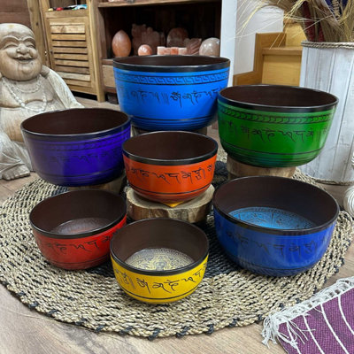 - Large Chakra Singing Bowls Set7 Resonant Healing Bowls (19.5-35Cm)