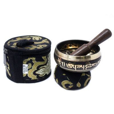 Mini Black Singing Bowl Gift Set With Cushion & Stick For Inner Calm from B&Q