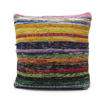 Sunrise Oranges Rag Rug Cushion CoversVibrant & Handcrafted Decor from B&Q