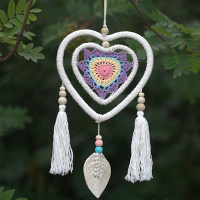 Handmade Bali Dream CatcherMedium Multi HeartVegan & Natural from B&Q