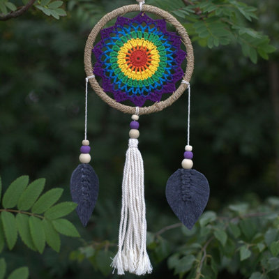 Medium Rainbow Dream CatcherVeganHandmade Bali Spirit Art from B&Q
