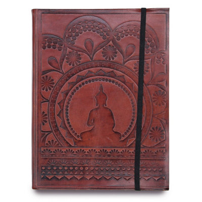 Medium Tibetan Mandala Leather Notebook Cover With Strap from B&Q