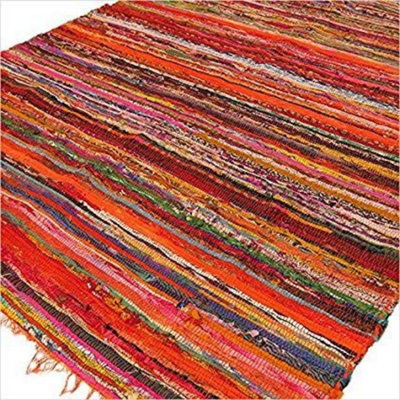 Luxury Orange Rag Rug 152X90CmSoftVibrant Home Accent from B&Q