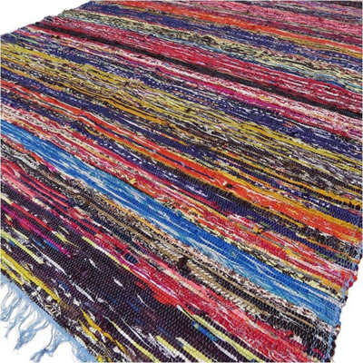 Luxury Blue Rag Rug 153X90CmSoftDurable & Stylish Floor Covering from B&Q