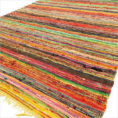 Yellow Luxury Rag Rug 154X90CmBrighten & Style Your Space from B&Q