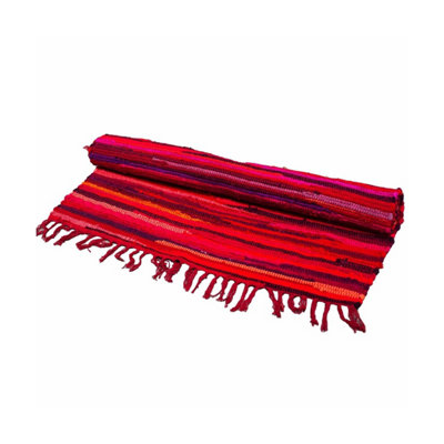 Vibrant Shocking Pink Rag Rug 50X90CmPremium Quality Decor from B&Q