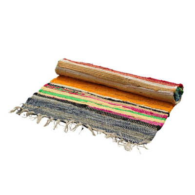 Rainbow Rag Rug 50X90CmPremium QualityVibrant & Playful Accent from B&Q
