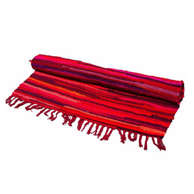 Vibrant Shocking Pink Rag Rug 150X90CmPremium Quality & Bold Design from B&Q